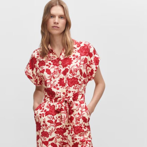 Mango Pants - Mango Floral Jumpsuit Large